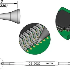 Vârf de lipit formă rotundă, dreaptă 0.1 mm lungime 80 mm JBC Tools C210020 Ultima șansă