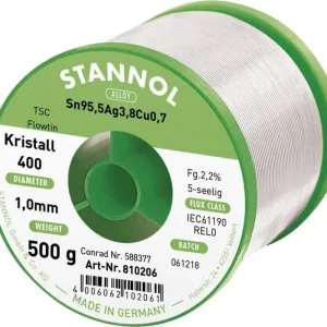 Plată sigură Aliaj de lipit fără plumb Sn95,5Ag3,8Cu0,7 REL0 500 g 1 mm Stannol Ecology TS