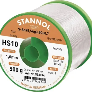 Aliaj de lipit fără plumb Sn95,5Ag3,8Cu0,7 ROM1 500 g 1 mm Stannol HS10 2510 Ofertă de sezon