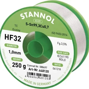 Mai ieftin Aliaj de lipit fără plumb și halogeni Sn99,3Cu0,7 REL0 250 g 1 mm Stannol HF32 3500