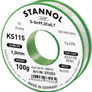 Aliaj de lipit fără plumb Sn99,3Cu0,7 ROM1 100 g 1 mm Stannol KS115 Livrare rapidă