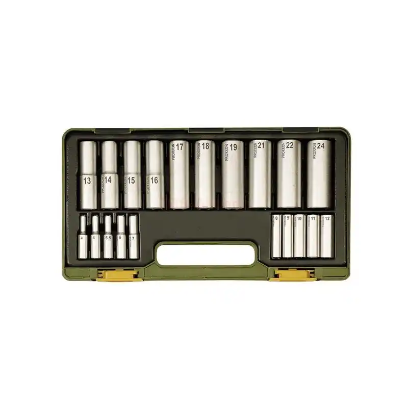 Trusă tubulare lungi, 1/2", 1/4" Proxxon, 20 piese Doar azi