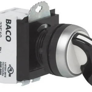 Buton selector inel frontal plastic, cromat negru 2 x 45 ° BACO L21MA03A Noutate