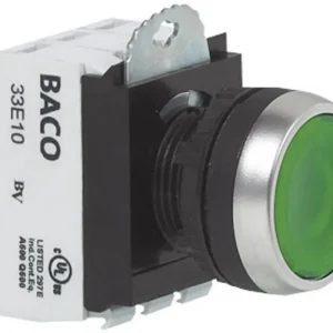 Ofertă de sezon Buton de comandă iluminat Baco L21AH20L, Ø 22.3 mm, verde, cromat