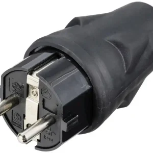 Expediere rapidă Ştecăr din cauciuc cu împământare 250 V/AC negru IP44 Sygonix SY-5806884