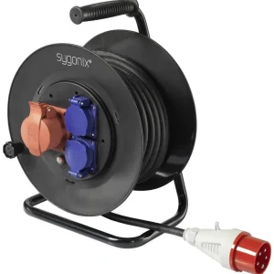 Noutate Prelungitor cu tambur 3 prize 25 m fișă CEE 16 A 5 pini Sygonix SY-5806894