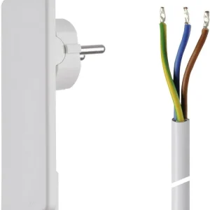 Cumpărături sigure Cordon electric cu ştecher plat Schulte, 1,5 m, alb