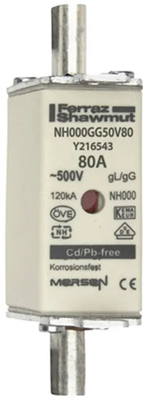 Siguranţă fuzibilă NH mărime 000 80 A 500 V 1 buc. Mersen 1B659.000000 Preț redus