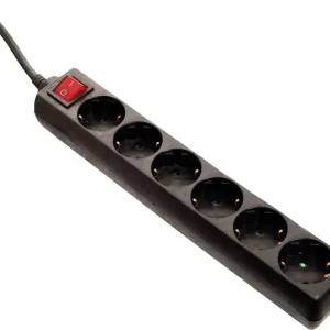 Prelungitor cu 6 prize și întrerupător negru contact de protecție AS Schwabe 11672 Comandă acum