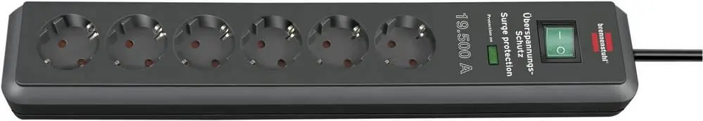 Comandă acum Prelungitor cu 6 prize, protecție la supratensiune, 2 m, antracit, Brennenstuhl