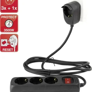 Prelungitor cu 3 prize și întrerupător REV 0012392514, negru Livrare gratuită