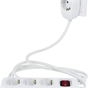 Plată securizată Prelungitor cu 3 prize și întrerupător REV 0012392114, alb