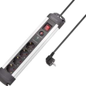 Premium Prelungitor cu protecție la supratensiune 4 prize 1.40 m argintiu, negru Sygonix SY-4755610