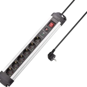 Prelungitor cu protecție la supratensiune 6 prize 1.40 m argintiu, negru Sygonix SY-4755612 Preț mic