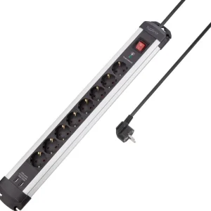 Reducere de preț Prelungitor cu protecție la supratensiune 8 prize 2 mufe USB 1.40 m argintiu, negru Sygonix SY-4755606