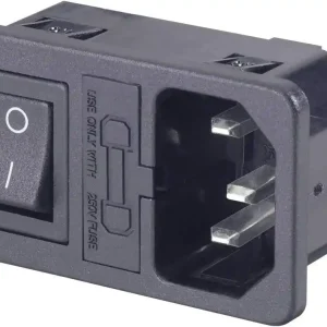 Priză C14 montaj vertical pini 2 + PE 10 A negru Reducere extra