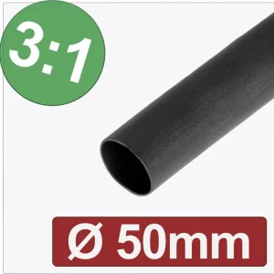 Chilipir Quadrios 24CA295 Tub termocontractabil cu adeziv negru 50 mm 16.67 mm 3:1 metraj