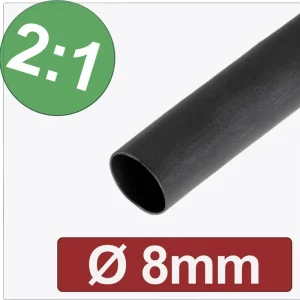 Quadrios 24CA265 Tub termocontractabil fără adeziv negru 8 mm 4 mm metraj Ieftin