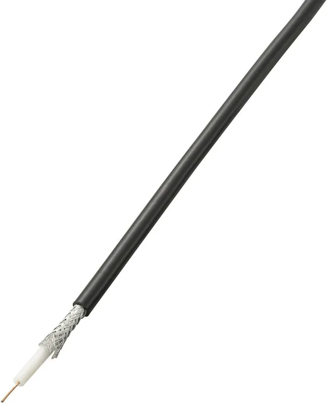 Retur ușor Cablu coaxial RG58 diametru exterior 5 mm 75 Ω 52 dB negru 100 m Tru Components 1567202