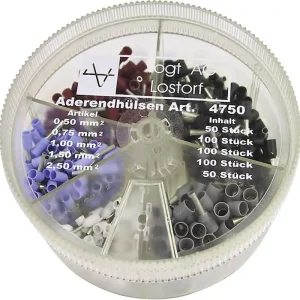 Set pini terminali 0.5 mm², 0.75 mm², 1 mm², 1.5 mm², 2.5 mm² alb, albastru deschis, roșu, negru, gri 400 buc. Vogt Verbindungstechnik 4750 Ofertă limitată