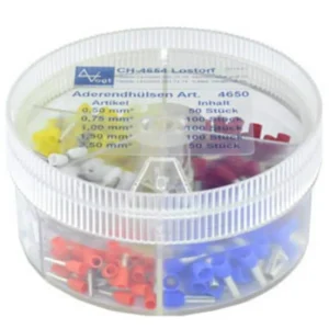 Reduceri Set pini terminali 0.5 mm², 0.75 mm², 1 mm², 1.5 mm², 2.5 mm² portocaliu, alb, galben, roșu, albastru 400 buc. Vogt Verbindungstechnik 737035