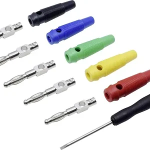 Set conectori banană 4 mm negru, roșu, albastru, galben, verde 10 buc. TRU COMPONENTS T1906C150 Reducere specială