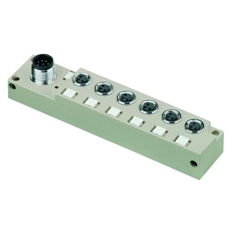 Cutie de distribuție pasivă senzori/actuatoare M8 cu filet metalic 6 porturi Weidmüller SAI-6-S 3P M8 L OL 1932380000 Ultima șansă