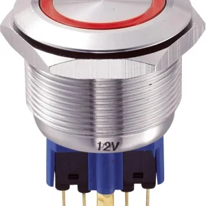 Buton de comandă cu protecție anti-vandalism 250 V/AC 5 A 1 x ON/(ON) cu revenire roșu IP65 Tru Components GQ25-11E/R/12V Super ofertă