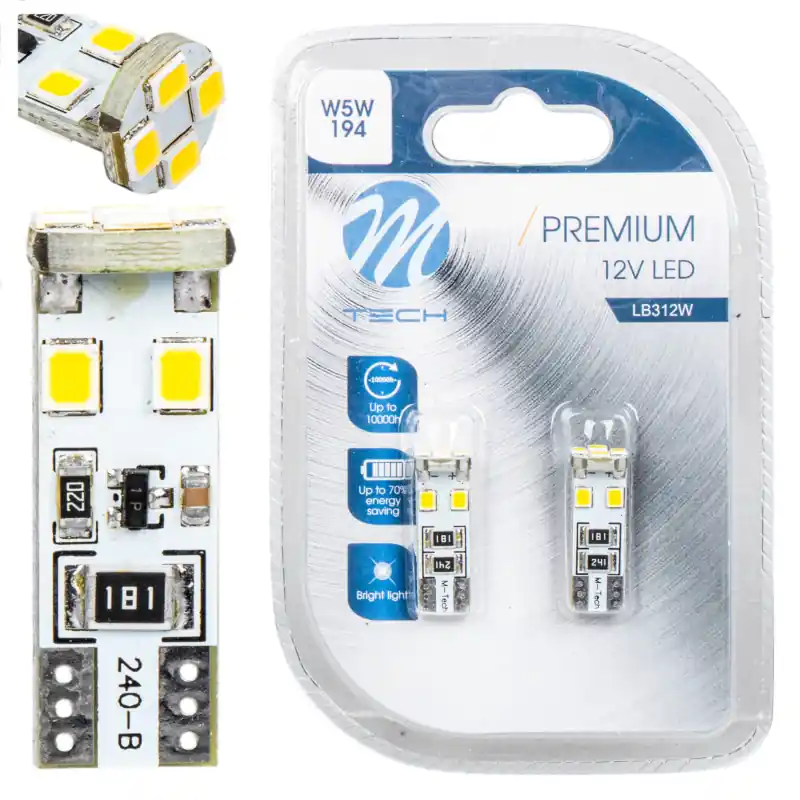 Bec LED W5W 12V CANBUS M-Tech, 2 buc. Disponibil imediat