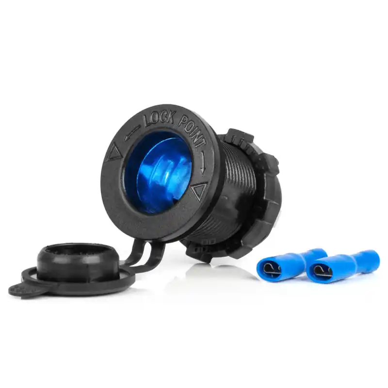 Priză brichetă de montaj, iluminare albastră 12 V 24 V Amio Preț redus