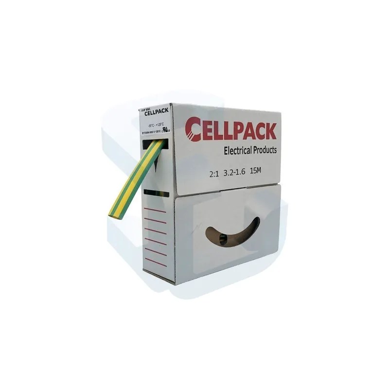 Cel mai vândut Tub termocontractibil neadezivat, 2:1, SB, 3.2-1.6 mm, rola 15 m, galben-verde