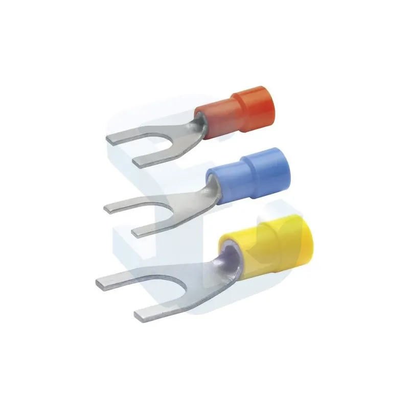 Papuc cupru izolat, tip furca, pentru conductor de 0.5-1 mm2, M5, PVC Preferatul clienților