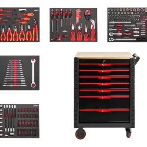 Cărucior de atelier profesional cu unelte 217pcs - 7 sertare 79169 Plată sigură