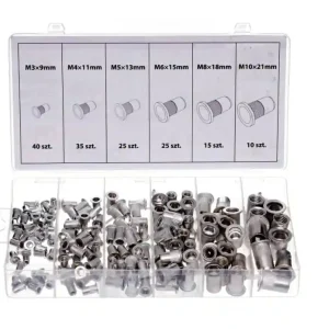 Calitate înaltă Set piulițe cu nituri M3-M10 Aluminiu 150buc EX11361