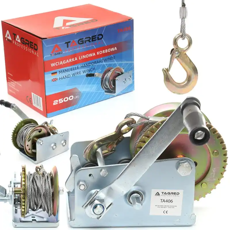 Troliu cu manivelă 1134 kg 2500 LBS, cablu 10 m TA406 Reducere de preț