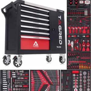 Doar azi Cărucior de atelier cu 306 scule, chei cu clichet cu 72 dinți TA216