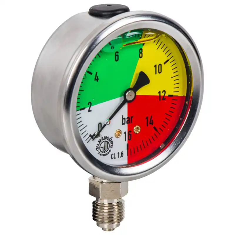 Lichidare de stoc Manometru pulverizator glicerină M63 0-16bar filet inferior 1/4" produs italian