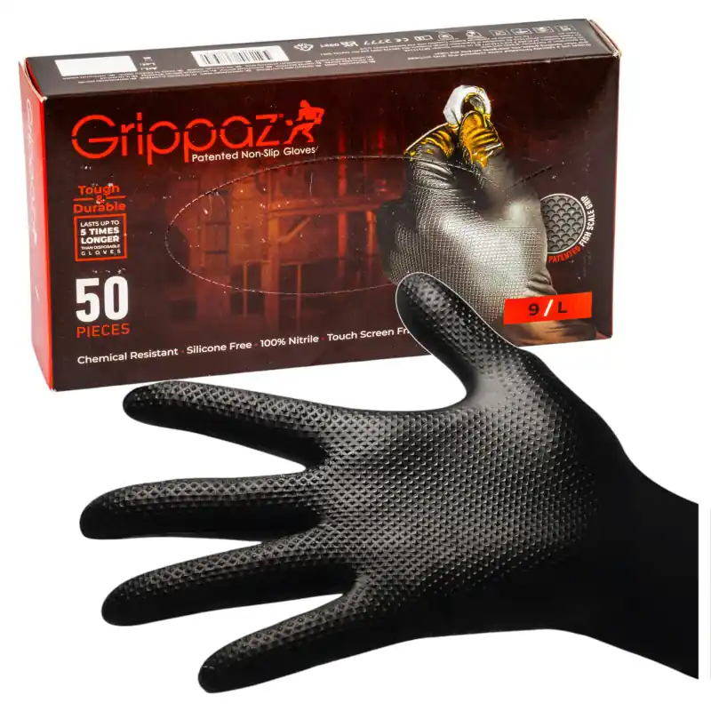 Mănuși nitril negre mărimea L 50 bucăți de unică folosință, protecție M-Tech Ofertă