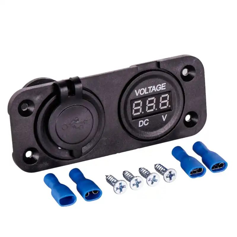 Lichidare de stoc Priză brichetă impermeabilă 2 A, 2x USB + voltmetru