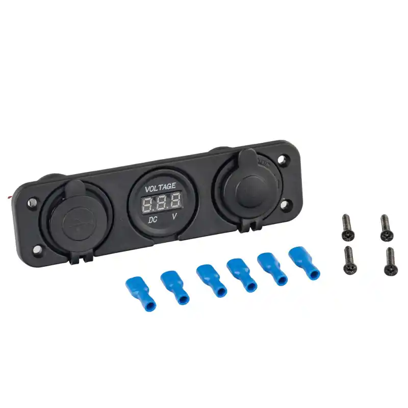 Plată sigură Priză brichetă impermeabilă 12 V + USB 5 V + voltmetru
