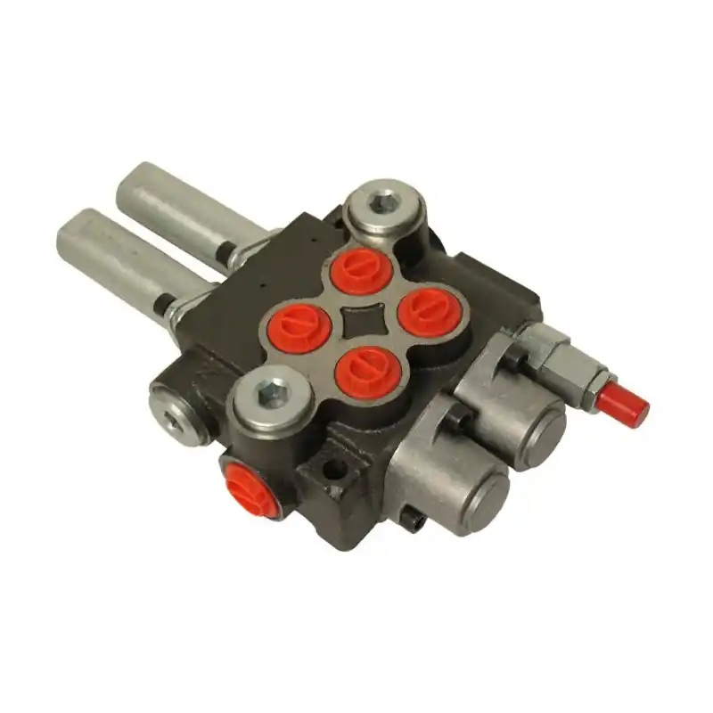 Distribuitor hidraulic 2 secțiuni 80 l/min comandat cu joystick pe cabluri Badestnost Ofertă de sezon