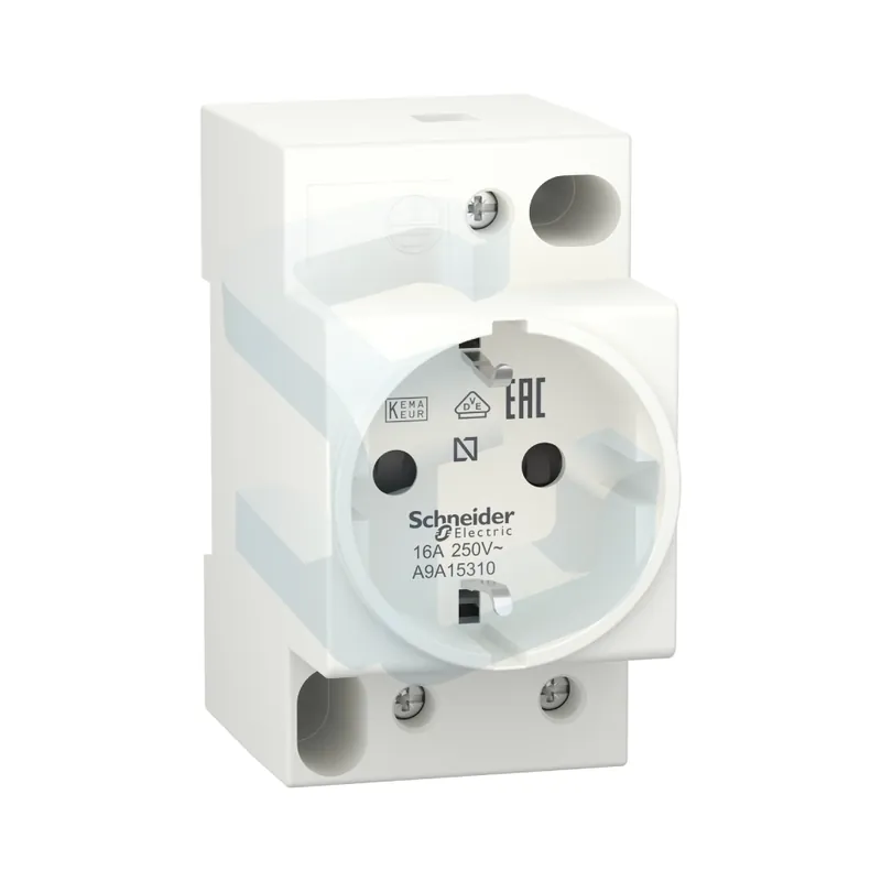 Livrare expres Priza cu prindere pe sina DIN, Schneider, 16 A, 250 V AC, 2P+E