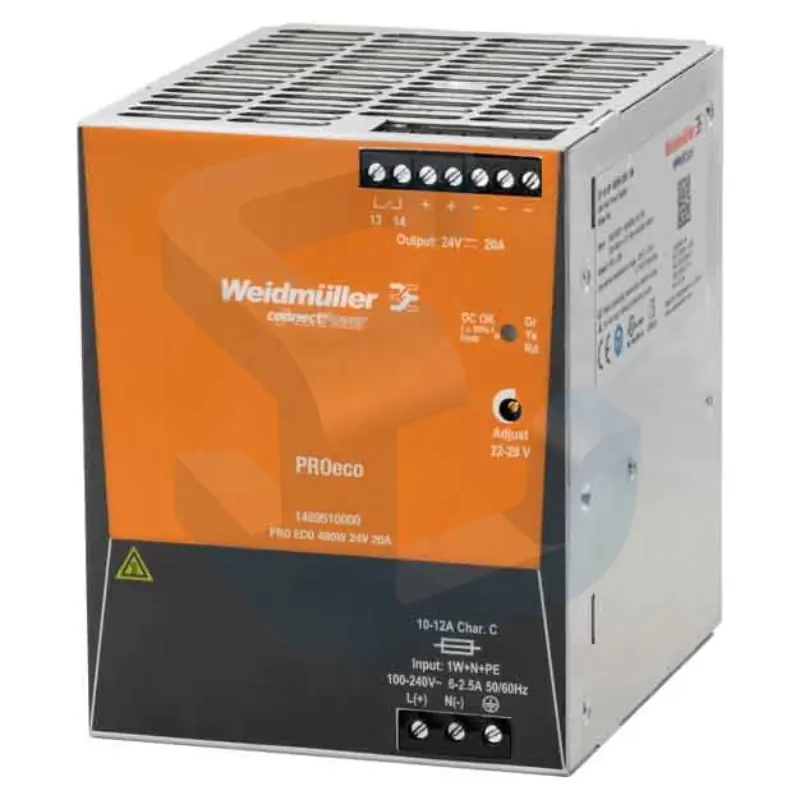 Reducere specială Sursa de tensiune Weidmuller Pro Eco, monofazata, 230 V AC / 24 V DC, 20 A