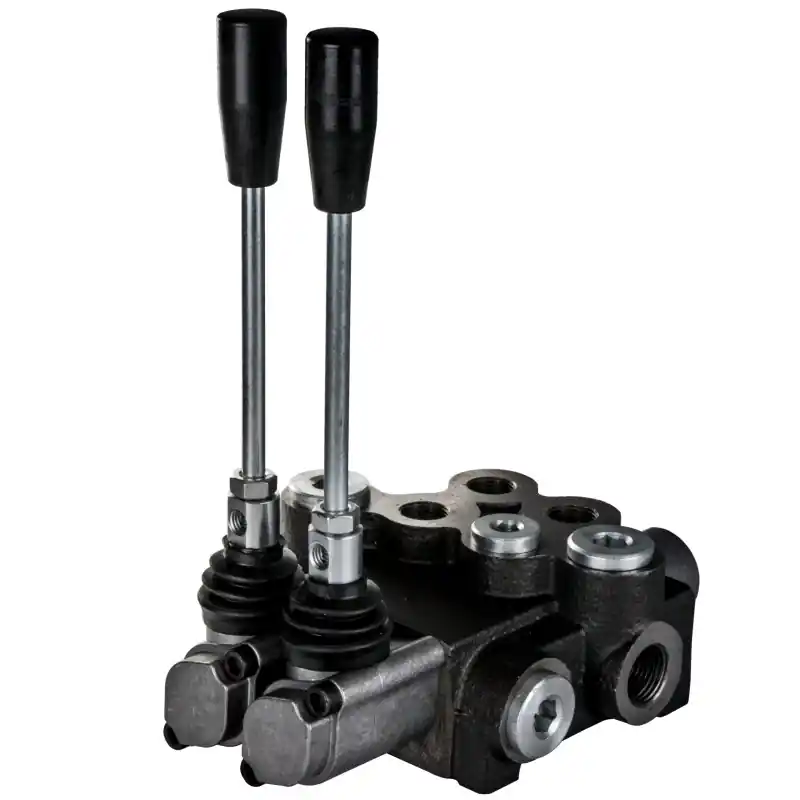 Distribuitor hidraulic 2 secțiuni cu secțiune simplu efect, comandă manetă 40 l/min Transport gratuit