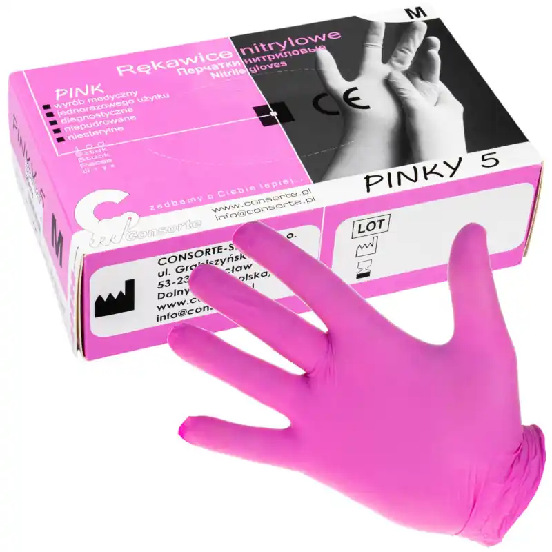 Mănuși de examinare de unică folosință roz M 100 bucăți Doar azi