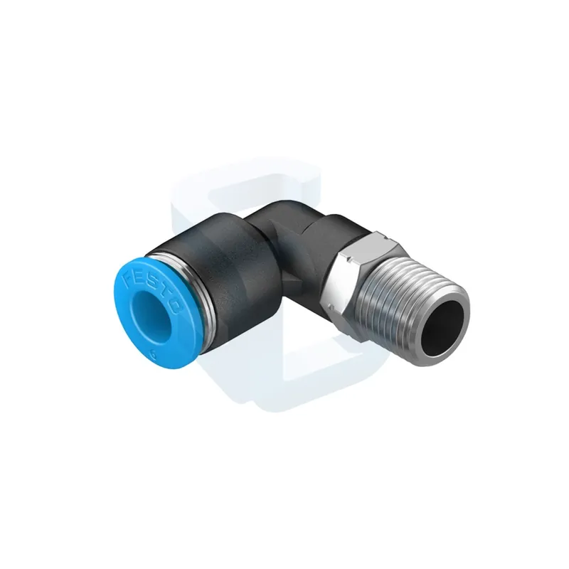 Conector rapid, tip L, pentru furtun Ø 6 mm, filet exterior R1/8 Plată sigură
