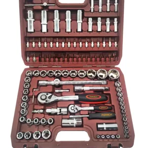 Trusă Chei Tubulare Profesională 108 Piese 1/2" & 1/4", CrV – Cu Clichet Ergonomic (Set Gola) Ultima șansă