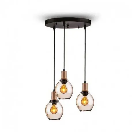 Calitate înaltă PENDUL TRIO DE STICLA CHIHLIMBAR E27 MAX 60W SKU-3926
