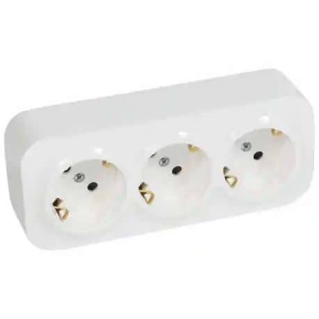 Chilipir PRIZA ALBA TRIPLA CU CONTACT DE PROTECTIE SI MONTAJ APARENT 2P+T / 16A / IP20 FORIX 782418 LEGRAND