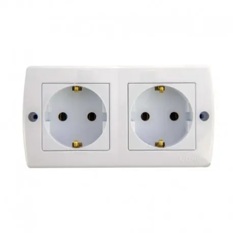 PRIZA ALBA SCHUKO DUBLA OCTANS PE TENCUIALA CU CONTACT PROTECTIE 104-010117-120 Nu rata